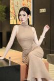  Váy nude dài cổ cao sát nách CHOCOO 