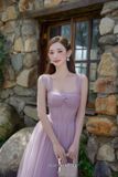  Váy tím dài tà lưới phồng JOSEPHINE 