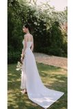  Váy trắng dài 2 bản to đính nơ nhỏ dưới chân váy LARMES 