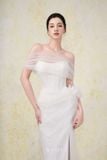  Váy trắng dài xẻ đùi cao 1 bên BY DI 