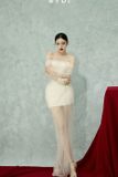  Váy trắng ngắn ren dài phía ngoài BY DI 