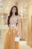 Váy vàng dài cổ yếm JOSEPHINE 