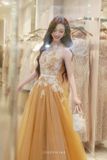  Váy vàng dài cổ yếm JOSEPHINE 
