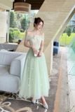  Váy xanh mint lưới cổ yếm JOSEPHINE 