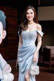  Váy xanh xẻ đùi đính hạt CHLOE 