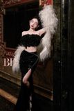  Set đen chân váy xẻ đùi bling bling BANDAGE DRESS 