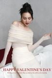  Set trắng áo thun bẹt vai tay dài kèm chân váy xẻ LANEJT 