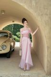  Váy hồng cúp ngực công chúa tay bẹt vai LOVELYN 