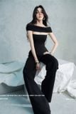  Set jum cúp ngực đen quần dài kèm áo choàng không tay ngang vai LANE JT 