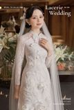  W - Áo dài cô dâu đính kết hoa sen 3D LAM KHUE 