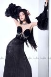  Váy đen cúp ngực dài kèm bao tay lông LYLIA 