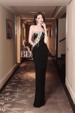  Váy đen dài đuôi cá cúp ngực đính đá BANDAGE DRESS 