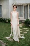  Đầm lụa dài cổ yếm kèm choàng ngay eo KISSERINE 