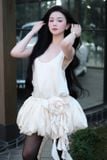  Váy kem ngắn dáng bí đính bông bên hông PHAM 