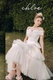  Set áo bẹt vai kèm chân váy voan lưới CHLOE 