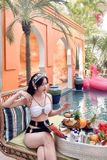  Set bikini áo trắng quần đen FANCIER 