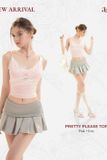  Set áo hồng 2 dây và chân váy xám ngắn AIAI 