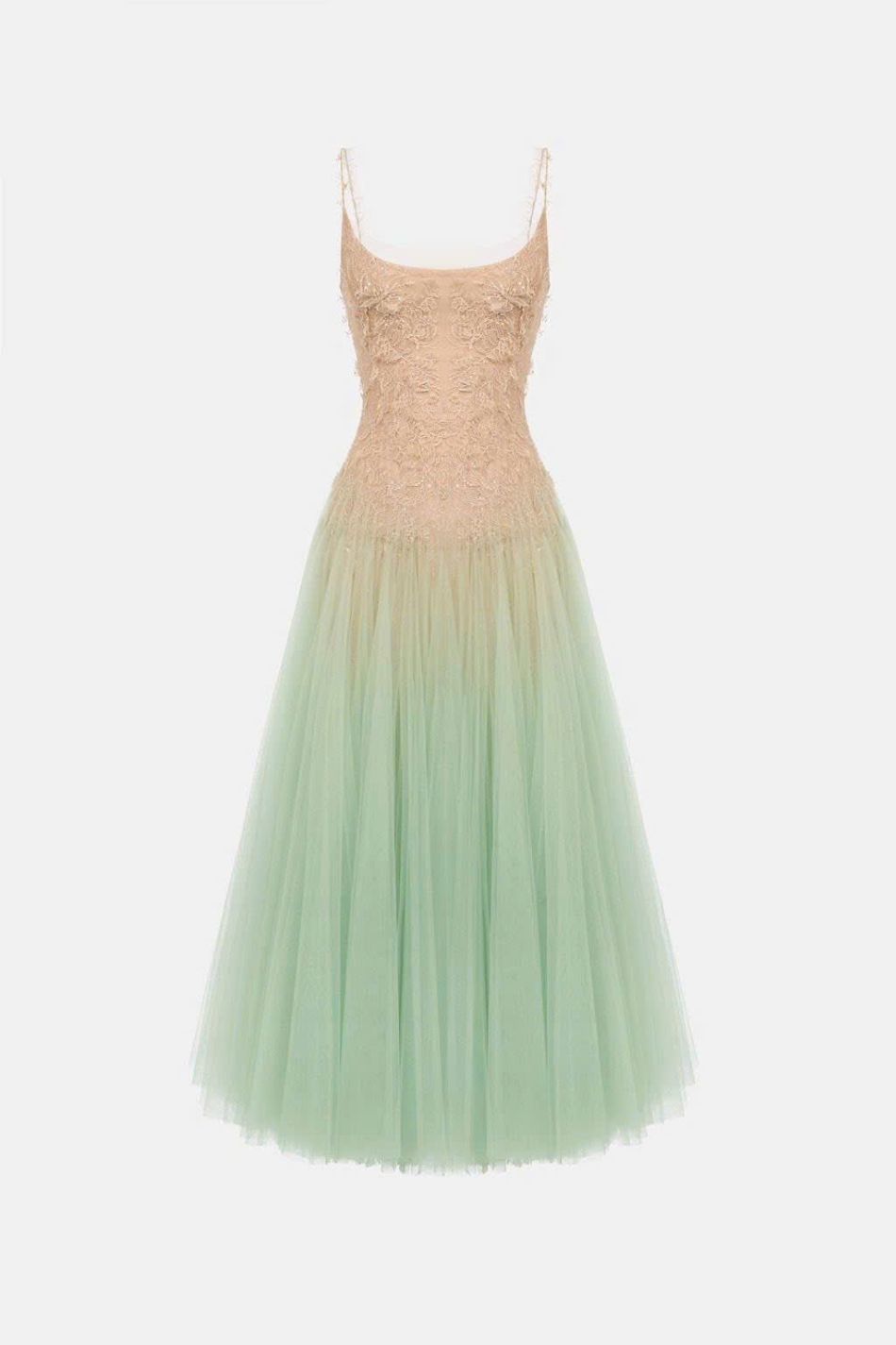  Váy dài phần trên kem tà dưới xanh lá LOBBSTER 