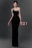  Váy đen dài chéo dây 1 bên vai khoét eo BANDAGE DRESS 