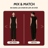  Áo đen cọc tay phối ren Koalify By Teechic Kèm Thắt Lưng Bản Nhỏ Thời Trang Dễ Phối Đồ Công Sở Thanh Lịch 