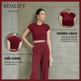  Áo Thun Croptop Màu Đỏ Rượu Koalify By Teechic Vải Co Giản Thoải Mái Dễ Phối Đồ Phong Cách Trẻ Trung 