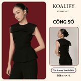  Áo đen cọc tay phối ren Koalify By Teechic Kèm Thắt Lưng Bản Nhỏ Thời Trang Dễ Phối Đồ Công Sở Thanh Lịch 