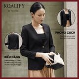  Áo Blazer Không Cổ Cao Cấp Koalify By Teechic 1 Khuy Đính Hoa Vải Trước Ngực Thời Trang Công Sở 
