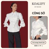  Áo Sơ Mi Nữ tay Bồng tổ kén Koalify By Teechic Chi tiết rút ngực tinh tế cùng hàng nút ánh vàng Dễ Phối Đồ Công Sở 