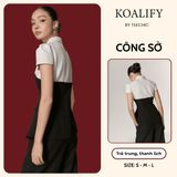  Áo Sơ mi phối thân cúp ngực đen Koalify By Teechic Nút Vàng Cách Điệu Thanh Lịch Chất Poli Cao Cấp Thời Trang Công Sở 