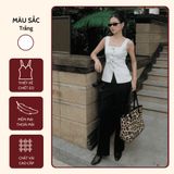  Áo Hai Túi Hộp Trắng Koalify By Teechic Form Rộng Xẻ Tà Dễ Phối Đồ Công Sở Thanh Lịch 