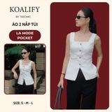  Áo Hai Túi Hộp Trắng Koalify By Teechic Form Rộng Xẻ Tà Dễ Phối Đồ Công Sở Thanh Lịch 