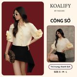  Áo Sơ Mi Vàng Nắng Tay Hoa Koalify By Teechic Form Croptop Dễ Phối Đồ Công Sở Thanh Lịch 