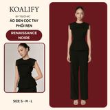  Áo đen cọc tay phối ren Koalify By Teechic Kèm Thắt Lưng Bản Nhỏ Thời Trang Dễ Phối Đồ Công Sở Thanh Lịch 