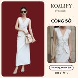  Set Áo Gile Cột Dây & Chân Váy Dáng Dài Vàng Nâu Koalify By Teechic Basic Form Chuẩn Tôn Dáng Thanh Lịch 