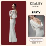  Đầm Ren Dài Lưng Cổ Đổ Phối Ngọc Trai Màu Be Koalify By Teechic Dáng Ôm lưng trần Thanh Lịch Thời Thượng 