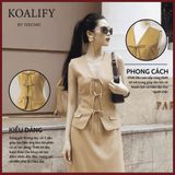  Set Áo Gile Cột Dây & Chân Váy Dáng Dài Vàng Nâu Koalify By Teechic Basic Form Chuẩn Tôn Dáng Thanh Lịch 