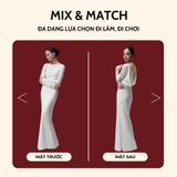  Đầm Ren Dài Lưng Cổ Đổ Phối Ngọc Trai Màu Be Koalify By Teechic Dáng Ôm lưng trần Thanh Lịch Thời Thượng 
