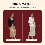  Áo Blazer Không Cổ Cao Cấp Koalify By Teechic 1 Khuy Đính Hoa Vải Trước Ngực Thời Trang Công Sở 