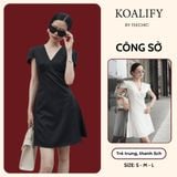  Đầm Tulip Xanh Denim và Trắng Đen Nâu Chiết Eo Tôn Dáng Koalify By Teechic Váy Xòe Nữ Tính Thanh Lịch Thời Trang Công Sở 