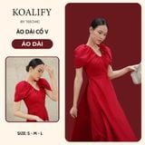  Áo Dài & Quần Đỏ Thiết Kế Cổ V Koalify By Teechic Thanh Lịch Thời Trang Công Sở 