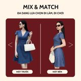  Đầm Tulip Xanh Denim và Trắng Đen Nâu Chiết Eo Tôn Dáng Koalify By Teechic Váy Xòe Nữ Tính Thanh Lịch Thời Trang Công Sở 