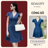  Đầm Tulip Xanh Denim và Trắng Đen Nâu Chiết Eo Tôn Dáng Koalify By Teechic Váy Xòe Nữ Tính Thanh Lịch Thời Trang Công Sở 