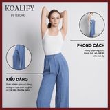  Quần Đũi Lụa Linen Màu Xanh Koalify By Teechic Dáng Suông Cạp Chun Thoải Mái Thanh Lịch Dễ Phối Đồ 