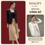  Áo Blazer Không Cổ Cao Cấp Koalify By Teechic 1 Khuy Đính Hoa Vải Trước Ngực Thời Trang Công Sở 