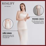  Váy Liền Hai Dây Đầm Lụa Crepe Phối Sheer Màu Kem Koalify By Teechic Dáng Xoè Thanh Lịch Thời Thượng 