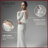  Đầm Ren Dài Lưng Cổ Đổ Phối Ngọc Trai Màu Be Koalify By Teechic Dáng Ôm lưng trần Thanh Lịch Thời Thượng 