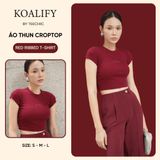  Áo Thun Croptop Màu Đỏ Rượu Koalify By Teechic Vải Co Giản Thoải Mái Dễ Phối Đồ Phong Cách Trẻ Trung 