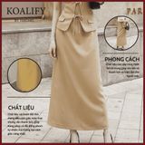  Set Áo Gile Cột Dây & Chân Váy Dáng Dài Vàng Nâu Koalify By Teechic Basic Form Chuẩn Tôn Dáng Thanh Lịch 