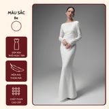  Đầm Ren Dài Lưng Cổ Đổ Phối Ngọc Trai Màu Be Koalify By Teechic Dáng Ôm lưng trần Thanh Lịch Thời Thượng 