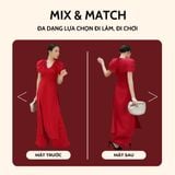 Áo Dài & Quần Đỏ Thiết Kế Cổ V Koalify By Teechic Thanh Lịch Thời Trang Công Sở 